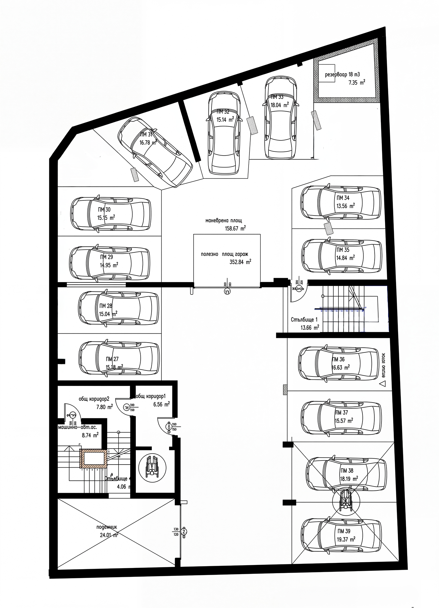 План на -3 с избрано Паркомясто 35